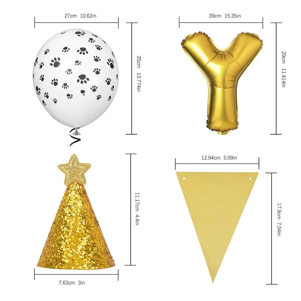  23PCS Haustier Hund Geburtstag Set, Hunde Geburtstag Deko, Happy Birthday Ballons Set Geburtstag Dekoration Zubehör Für Hund Katze