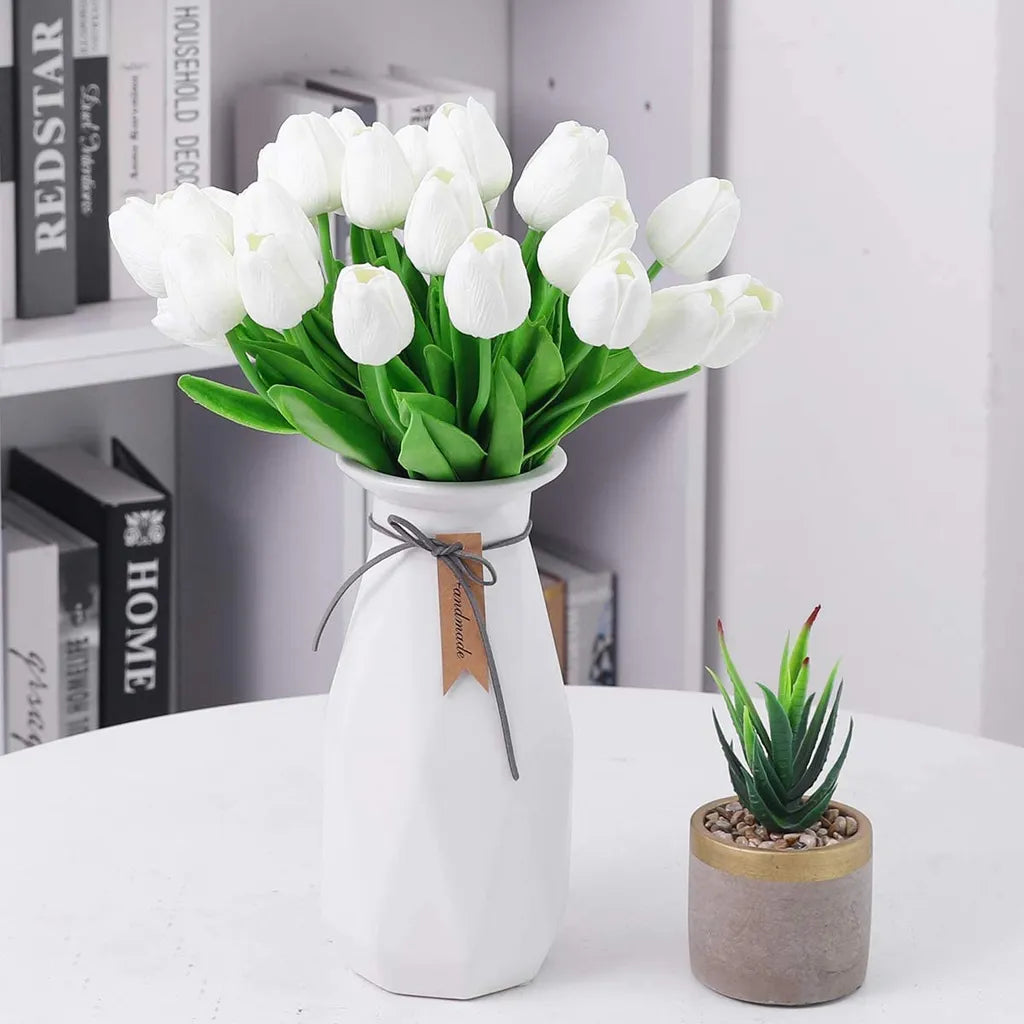  10er Künstliche Tulpe Blume Kunstblumen Gefälschte Blumen Bukett Künstlich Tulpe Weiß