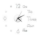  3D Wanduhr Rahmenlose Spiegel Wanduhr 50cm Grosse Stumm Wandaufkleber Wanduhr Wohnzimmer Hauptdekorationen, Silber
