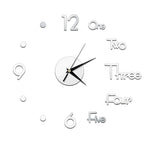  3D Wanduhr Rahmenlose Spiegel Wanduhr 50cm Grosse Stumm Wandaufkleber Wanduhr Wohnzimmer Hauptdekorationen, Silber