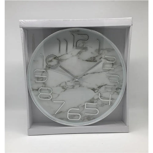  Almina Wanduhr Marmor Optik Weiss AL-8913