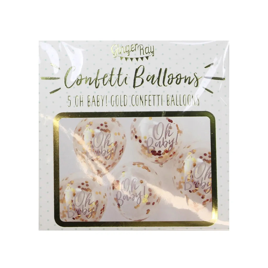 Ballons Oh Baby Mit Goldenem Konfetti Gefüllt, 5 Stück, 30cm