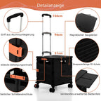  COSTWAY 55L Einkaufstrolley 80kg Belastbar, Klappbarer Einkaufswagen Mit 3-fach Verstellbarem Griff, 2 Bremsbaren Universalrädern & Erweiterbarer Obere Abdeckung, Handwagen Tragbar, Schwarz