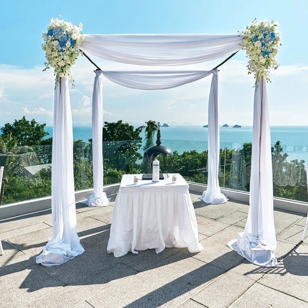  Chiffon-Vorhang Hochzeitsbogen Drapieren Stoff, Umweltfreundliche Zarte Textur Schön Hochzeitsdekorationen Im Freien （1 Panels，Weiß）