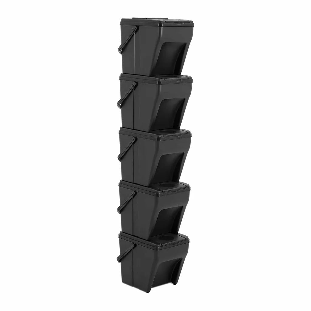  Mülltrennsystem Mülleimertrennsystem Müllsystem Schwarz Stapelbar 5 X 25 L