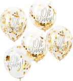  Ballons Oh Baby Mit Goldenem Konfetti Gefüllt, 5 Stück, 30cm