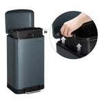  SONGMICS Mülleimer, 30 Liter Abfalleimer, Treteimer Aus Stahl, Mit Inneneimer Und Deckel, Softclose, Luftdicht Rauchgrau LTB01GS