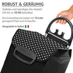  Einkaufstrolley HIMY XL Schwarz Gepunktet Mit 78l Fassung & Seitentaschen