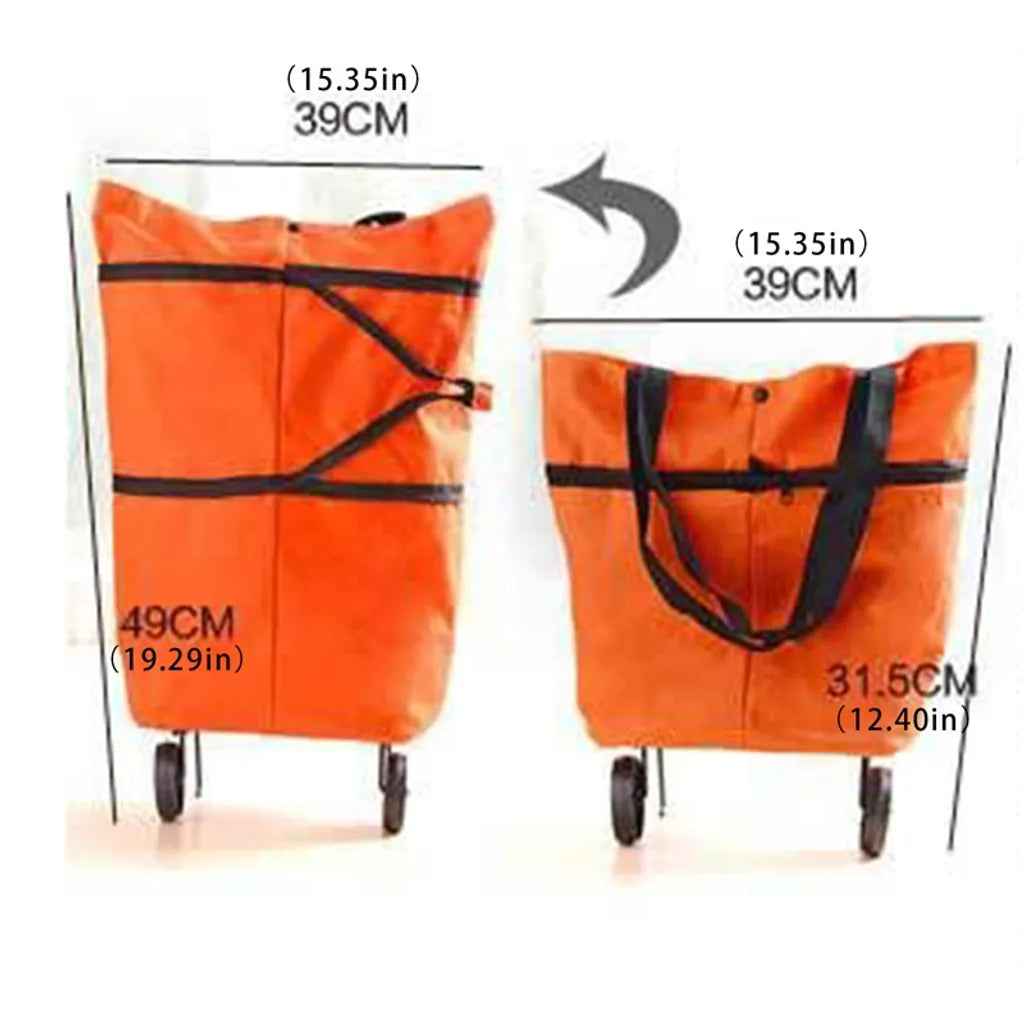  Einkaufstrolley Klappbaren Rädern Stützen Faltbar Leicht Wasserabweisend Tasche Einkaufstasche Picknicktasche Haushaltstrolley Tug Bag Grün