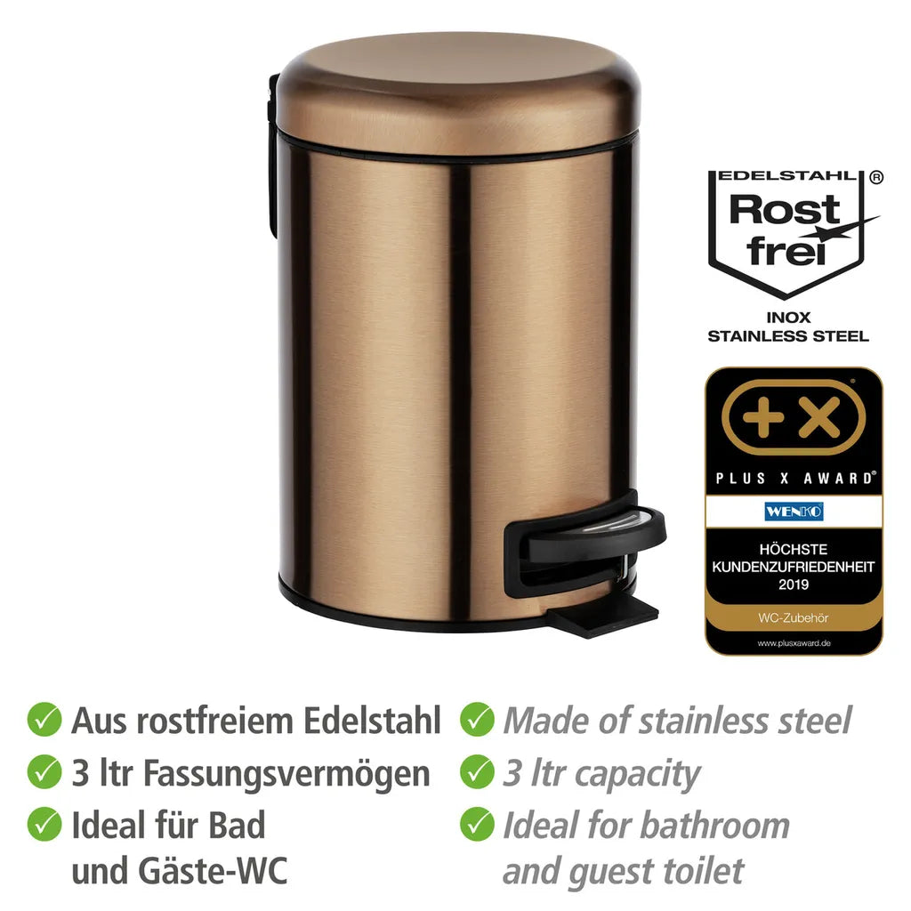 Wenko Kosmetik Treteimer Leman Metallic-Kupfer 3 L