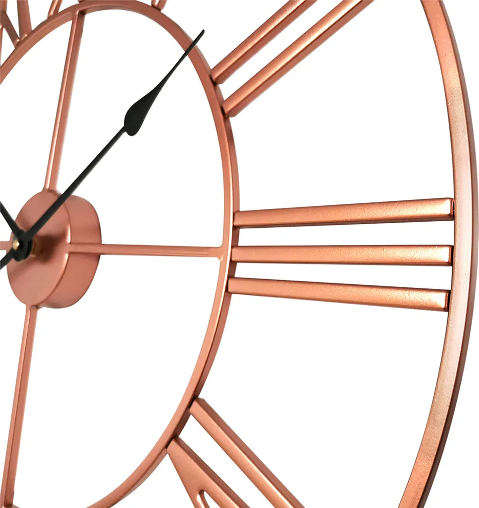  Antic By Casa Chic - Große Metall Wanduhr Mit Quarz Uhrwerk - 60 Cm Durchmesser - Rosegold