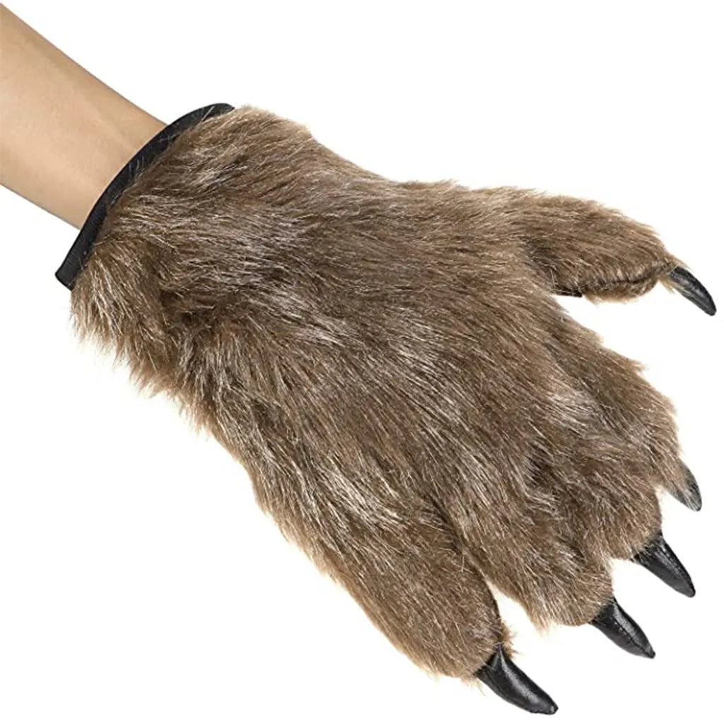  Skeleteen Werewolf Hand Kostümhandschuhe - Grau Behaarte Wolfsklauenhände Pfoten Monster Kostümzubehör Für Kinder Und Erwachsene
