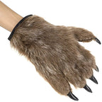  Skeleteen Werewolf Hand Kostümhandschuhe - Grau Behaarte Wolfsklauenhände Pfoten Monster Kostümzubehör Für Kinder Und Erwachsene