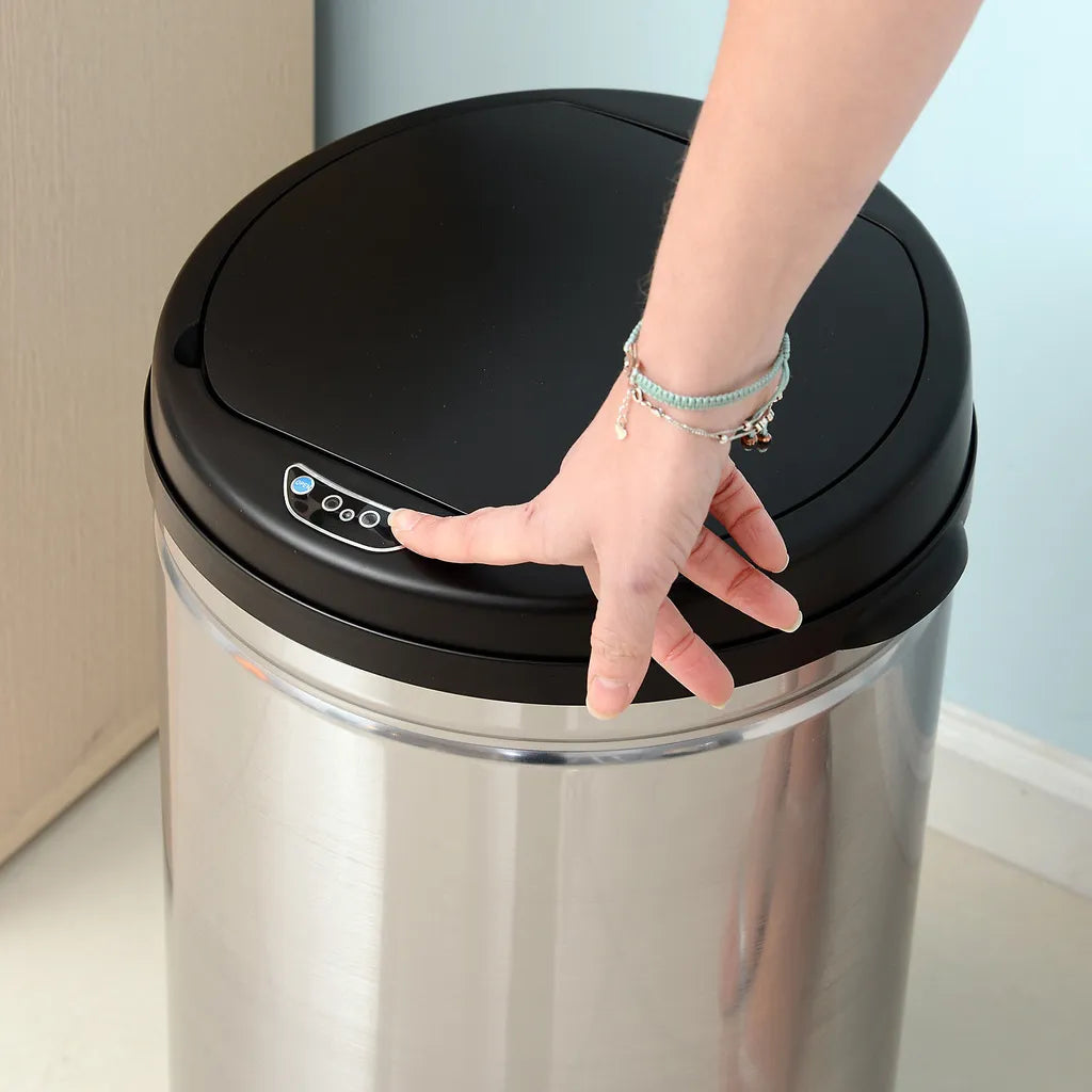  HOMCOM Edelstahl Automatik Sensor Mülleimer Abfalleimer IR Sensor Mit/ohne Inneneimer Rund 50 L