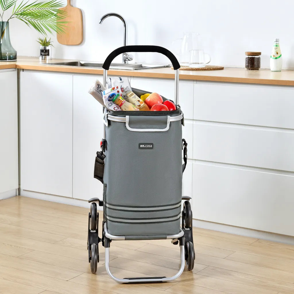  Treppensteiger Einkaufstrolley Neef Einkaufswagen Mit Thermotasche 41 Liter Bis 20 Kg Belastbar Transportwagen Mit Abnehmbarer Einkaufstasche Klappbar Dunkelgrau
