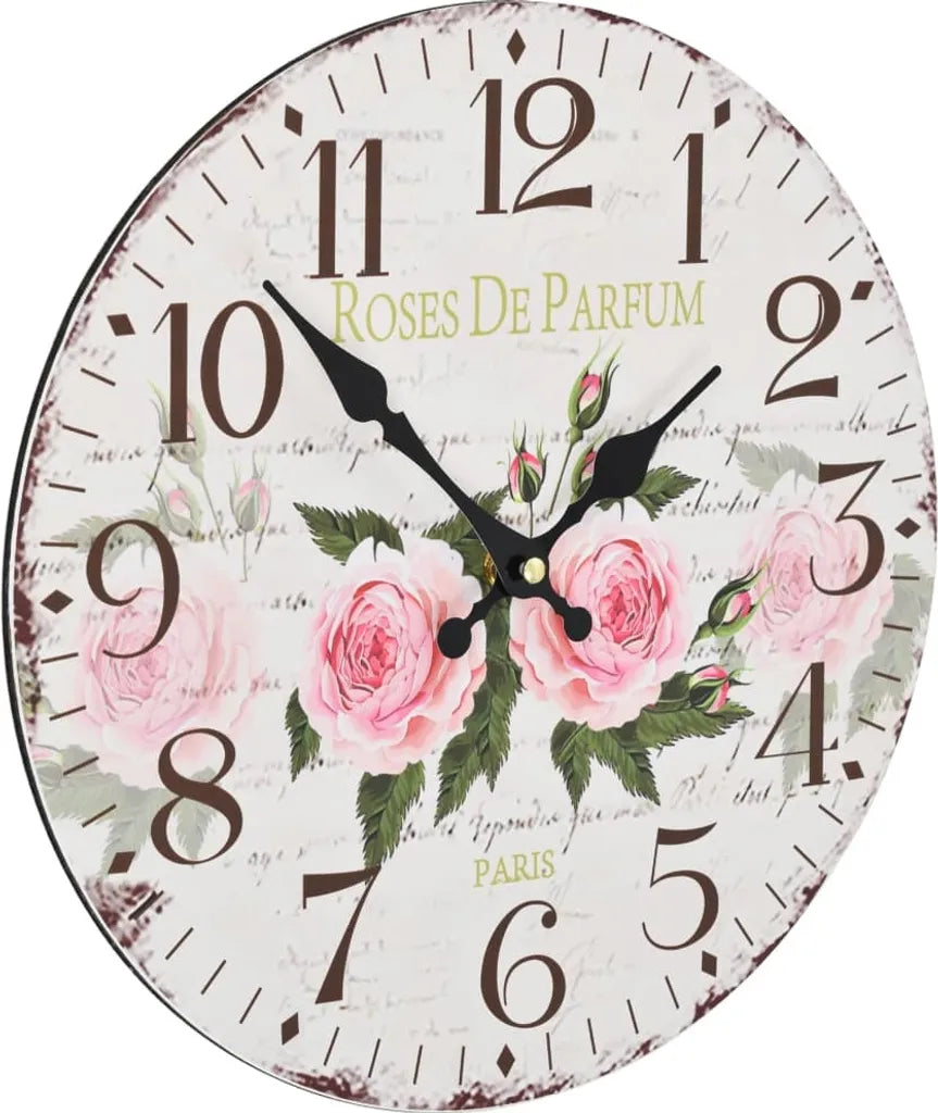  VidaXL Vintage Wanduhr Blumen 30 Cm