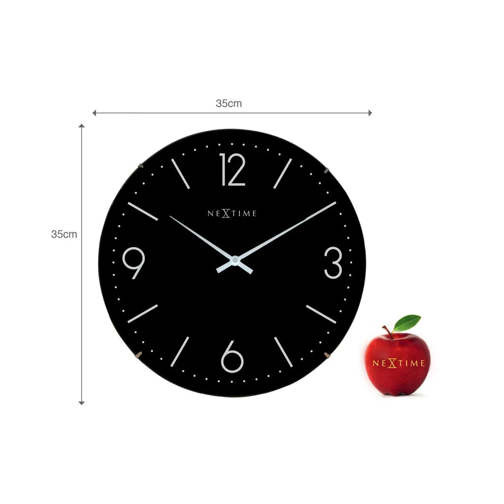  NeXtime Wanduhr BASIC DOME Ø35,6cm Lautlos Wohnzimmer Küche Quarz Uhr Schwarz