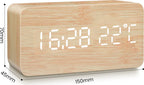  Digitaler Wecker Holz Holzoptik 3D LED Digital Digitaluhr Wanduhr Datum Temperatur 12h 24h USB Alarm Clock Schlafzimmer Büro Dimmbar Zeit Uhr Retoo
