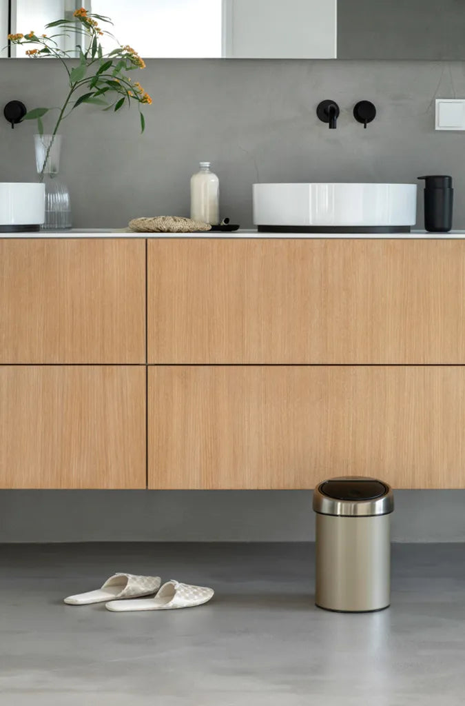  Abfalleimer Bad Kosmetikeimer Abfallsammler Abfallkorb Dunkelbeige 3 L BRABANTIA