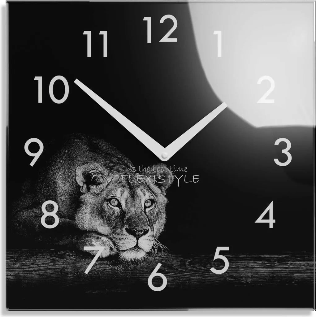  Quadratische Wanduhr Aus Glas Löwe
