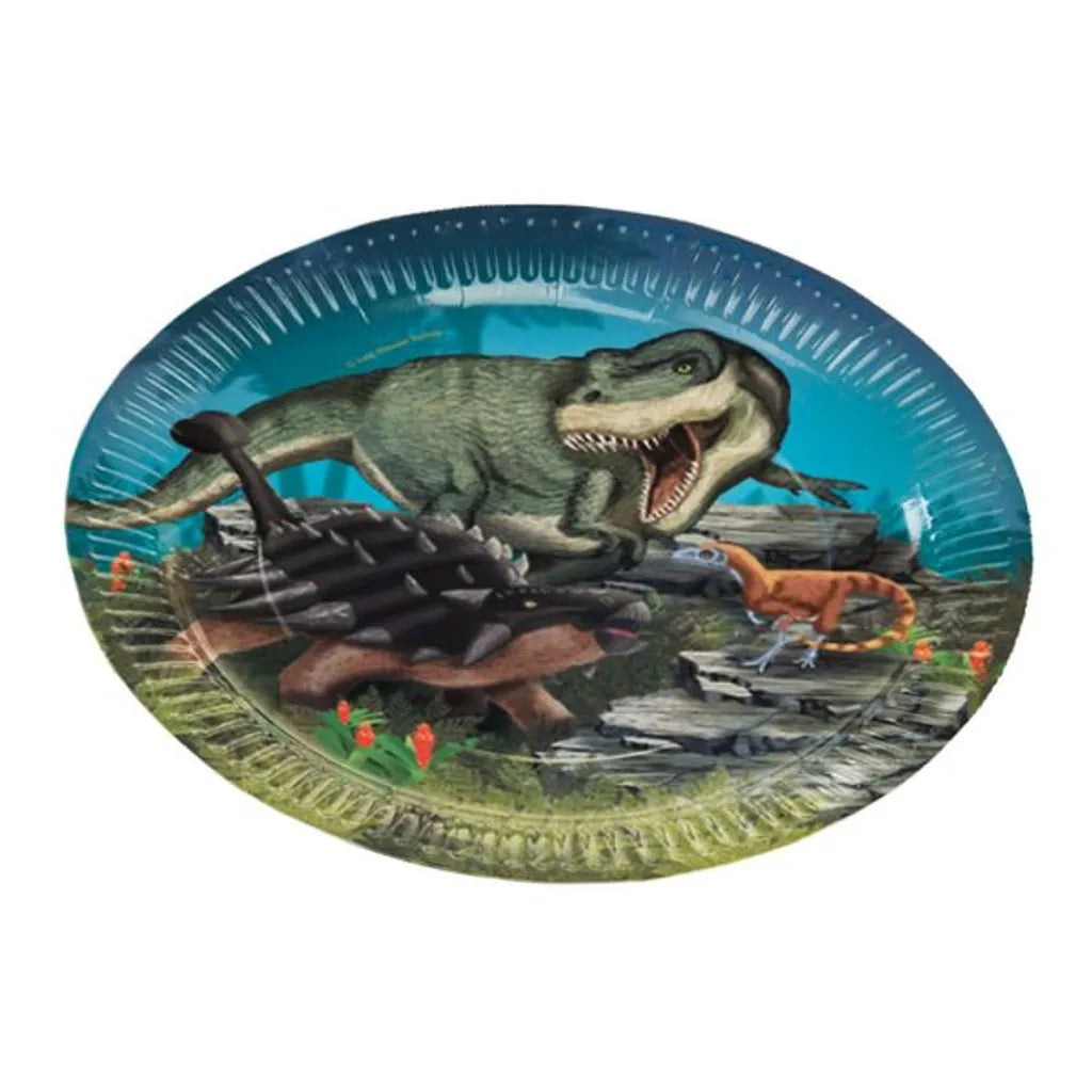  Dinosaurier Partyteller, 8 Stück, Pappe