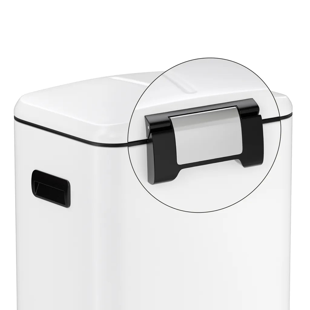  SONGMICS Mülleimer Mit 2 Fächern 40L Abfalleimer 2 X 20L Treteimer Aus Metall Mit Klappdeckel Und Griffen Softclose Luftdicht Weiß LTB40WT