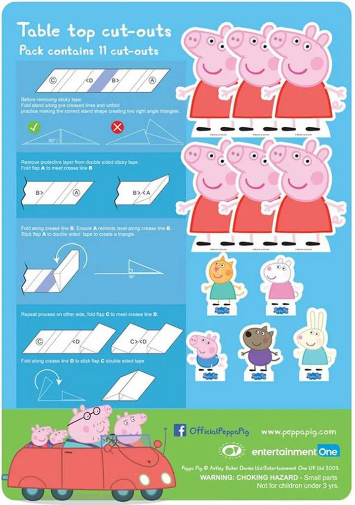  Peppa - Table Tops - Pappaufsteller Standy - 11 Kleine Tischaufsteller Partydeko