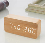  Digitaler Wecker Holz Holzoptik 3D LED Digital Digitaluhr Wanduhr Datum Temperatur 12h 24h USB Alarm Clock Schlafzimmer Büro Dimmbar Zeit Uhr Retoo