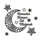  Ramadan Kareem Aufkleber Dekorationen Wand Eid Mubarak Eid Al Adha Mond Und Stern Aufkleber Islamische Spiegeldekoration（Schwarz）