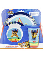  P:os Frühstücksset Paw Patrol (Teller, Schale Trinkglas) 3teilig, Blau, 3-teilig (1 Set)