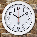  Monzana Wanduhr Mit Funk Wasserdicht Automatische Zeitumstellung Geräuscharm Quarz-Uhrwerk Analog Bad Küche Haus Funkuhr Uhr Hochglanz Weiß