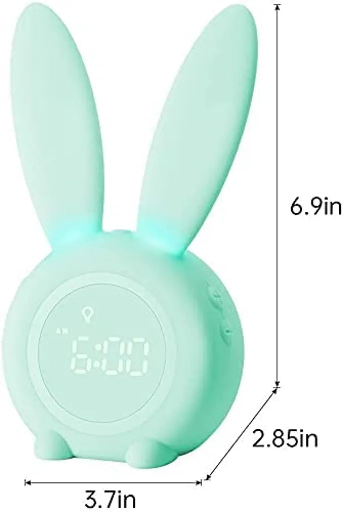 Bunny Lichtwecker Für Kinder, Hase, Süßer Hase, Wecker, Wecklicht, Kreative Lampe, Stilles Nachtlicht, Schlummerfunktion, 6 Laute Geräusche, Zeitgesteuertes Nachtlicht (grün)