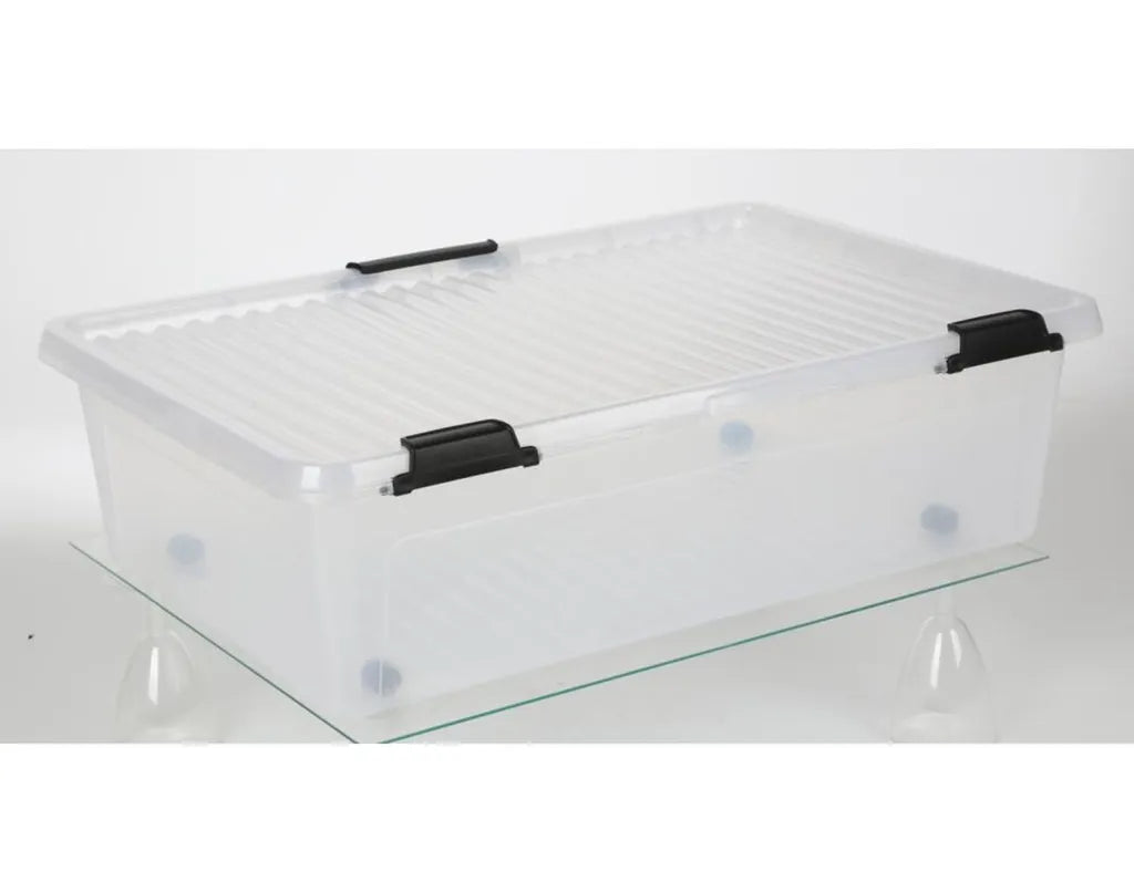  Deuba Aufbewahrungsbox Deckel Stapelbar Transparent Rollen Kunststoff BPA Frei Wohnzimmer Schlafzimmer Kinderzimmer 60L/30L, Volumen:30L