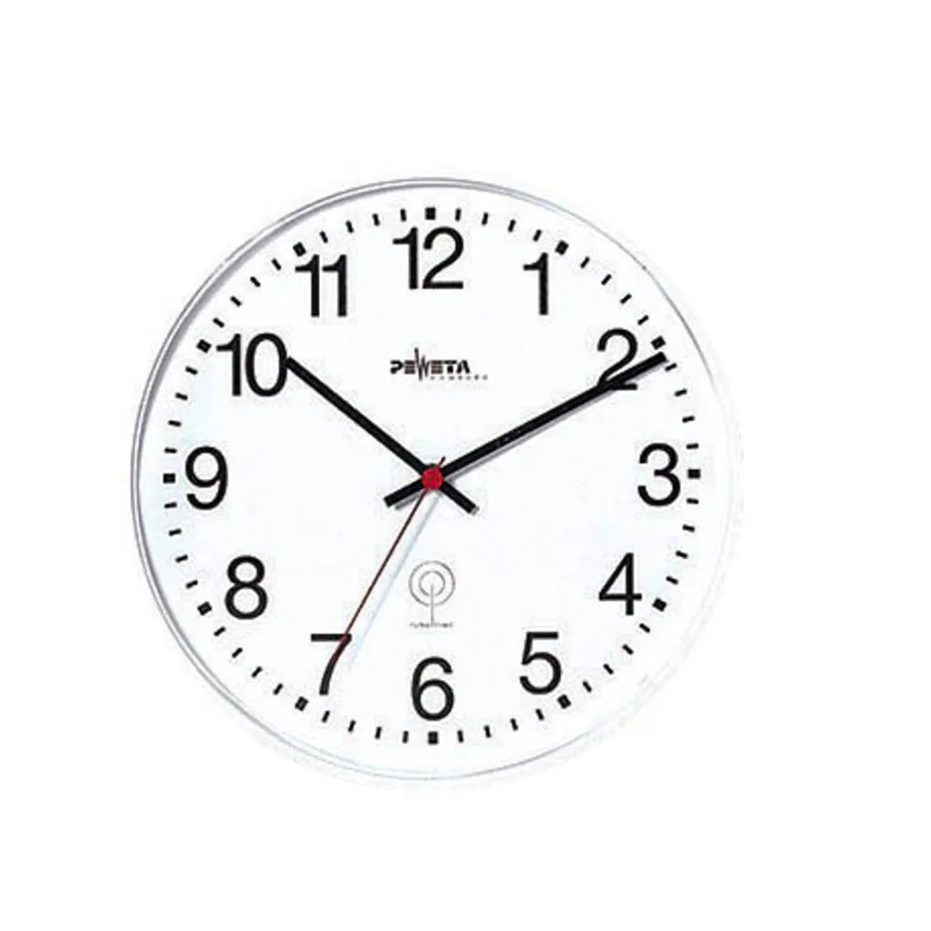  Peweta Wanduhr Kunststoff, Funk, Zifferblatt Arabische Zahlen, Weiß