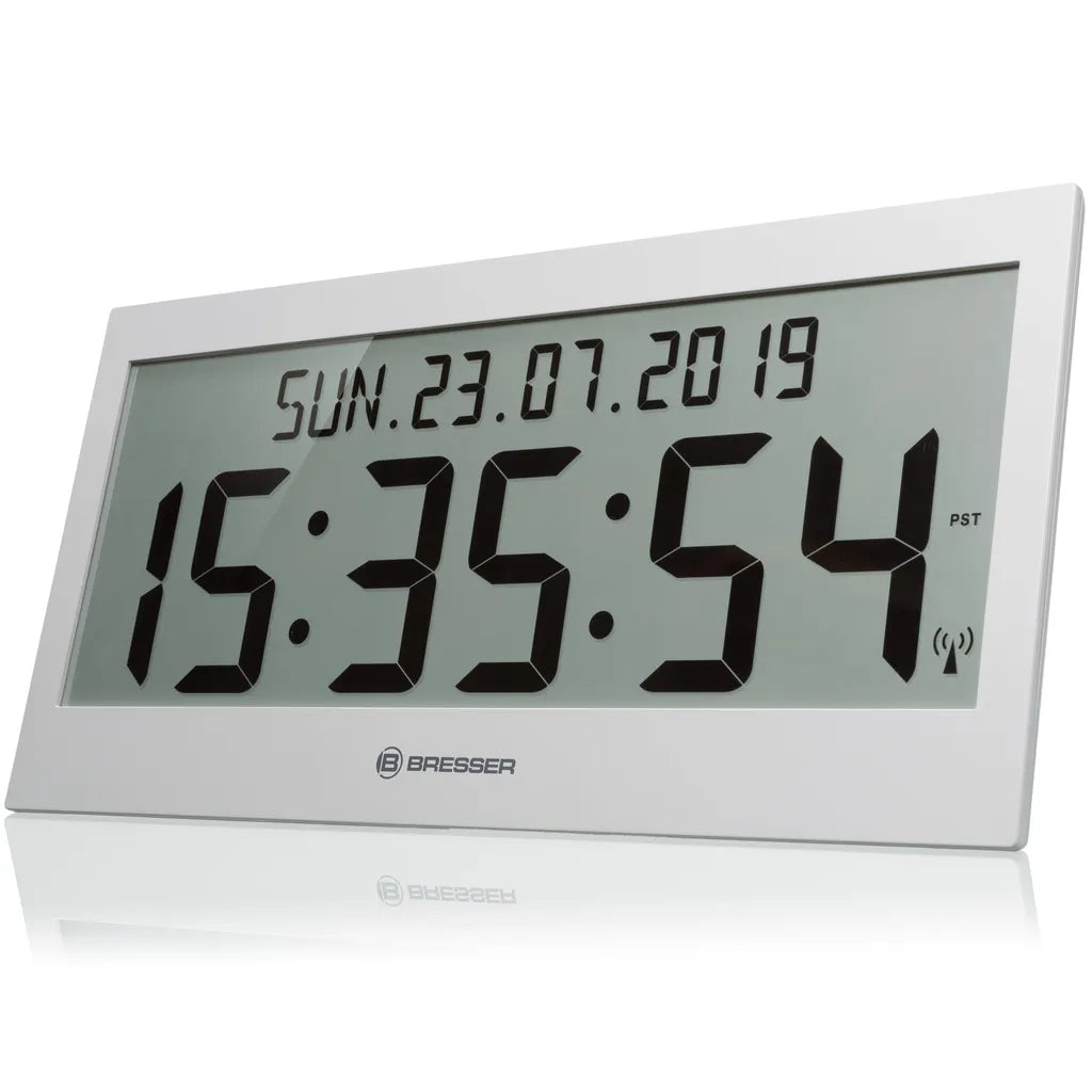 BRESSER LCD Jumbo DCF Funkuhr Wanduhr Farbe: Grau