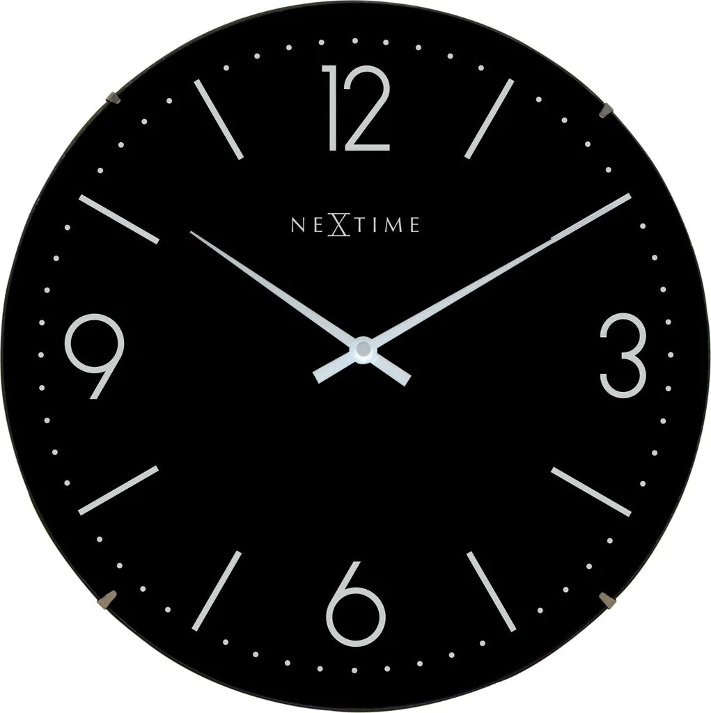  NeXtime Wanduhr BASIC DOME Ø35,6cm Lautlos Wohnzimmer Küche Quarz Uhr Schwarz
