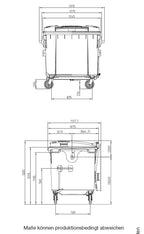  Sulo I Müllcontainer MGB 1100 Liter | 4-Rad-Behälter Mit Flachdeckel | Grau