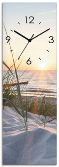  ARTland Glas Wanduhr Quarzuhr - Schwarzer Zeiger Ostseestrand Größe: 20x60 Cm