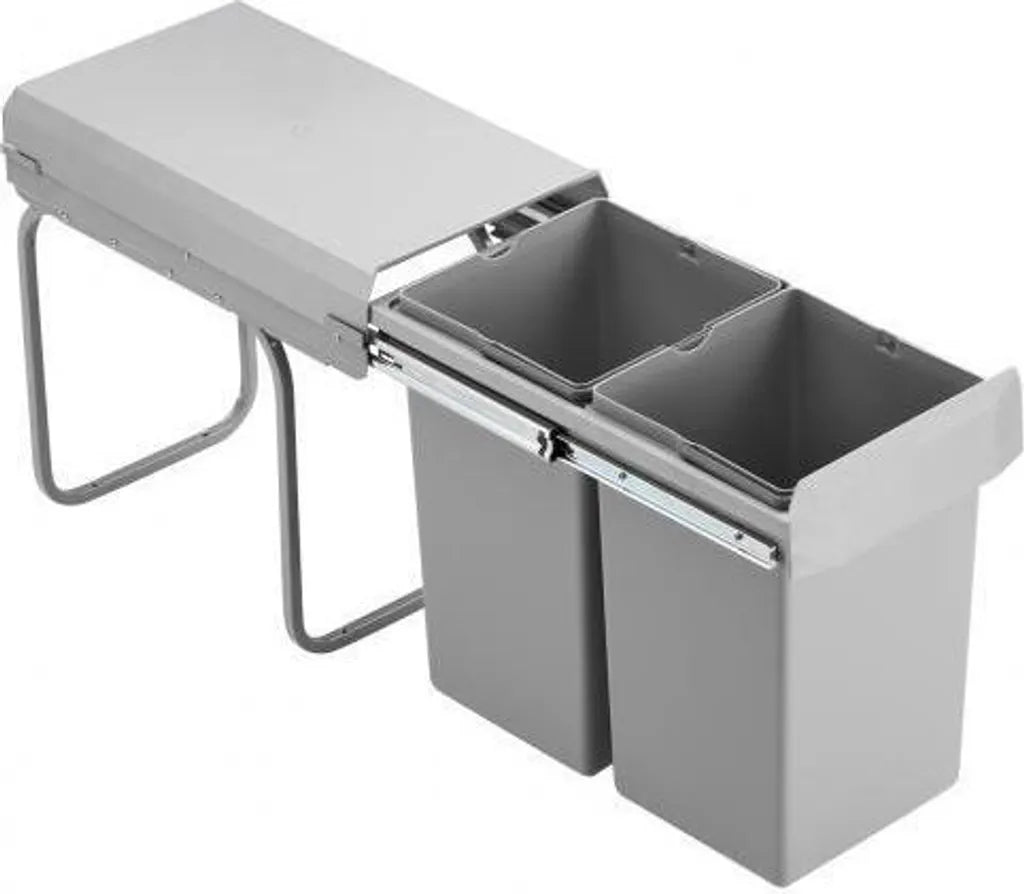  Wesco Double Deluxe. Abfallsammler, Alu Grau. - Mülleimer