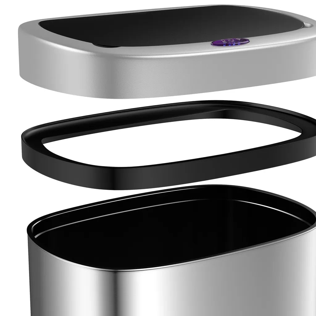  Deuba Sensor Mülleimer 58 L Wasserdicht Automatik Eckig Küche Abfalleimer Müllbehälter Edelstahl