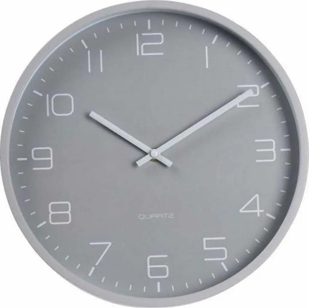  TWOJ PASAZ Wanduhr, Rund 30 Cm, Hellgrau, Analog, 12-stellig, Klassisch, Kunststoff, Zum Aufhängen