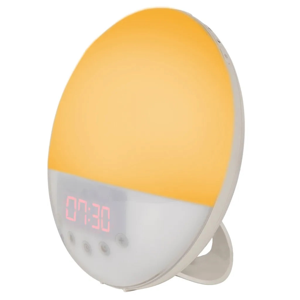  Silvergear® Lichtwecker | Dimmbar Wake Up Licht | Mit 30 Helligkeitsstufen , 6 Lichtfarben Und Verschiedene Natürliche Alarmtöne | Weiß