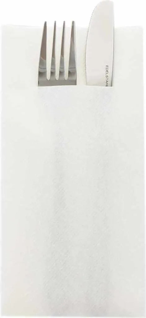  Mank Airlaid Besteckservietten Weiß, 40 X 40 Cm, 75 Stück - Bestecktaschen Besteckbeutel Besteckhülle