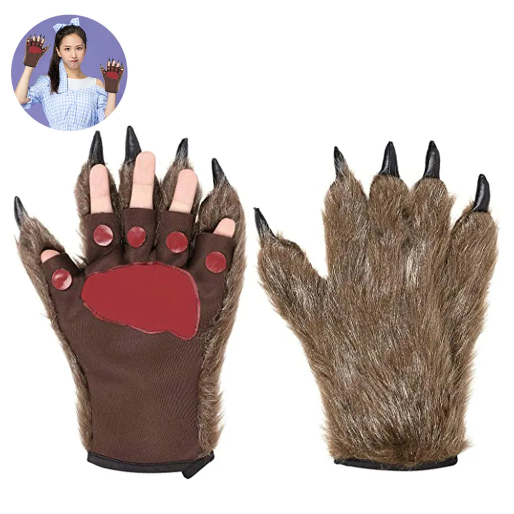  Skeleteen Werewolf Hand Kostümhandschuhe - Grau Behaarte Wolfsklauenhände Pfoten Monster Kostümzubehör Für Kinder Und Erwachsene