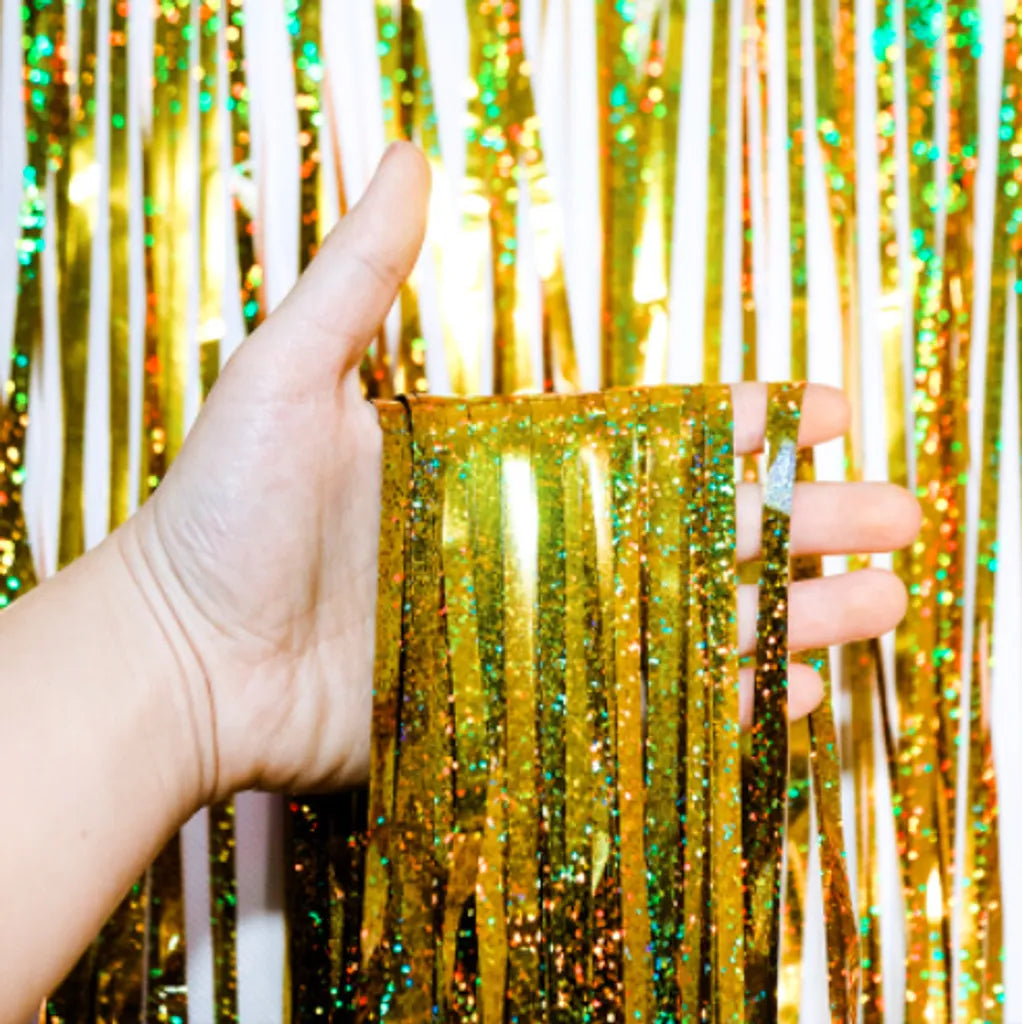  5x Lametta Vorhang 100x200 Cm Deko Weihnachten Silvester Fasching Karneval Gold Glitzer Türvorhang Party Fransenvorhang Fotoshooting Hochzeit Feiertagsschmuck