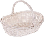  Einkaufskorb Aus Weide, Bügelkorb Creme 43x36 H17/35 Cm