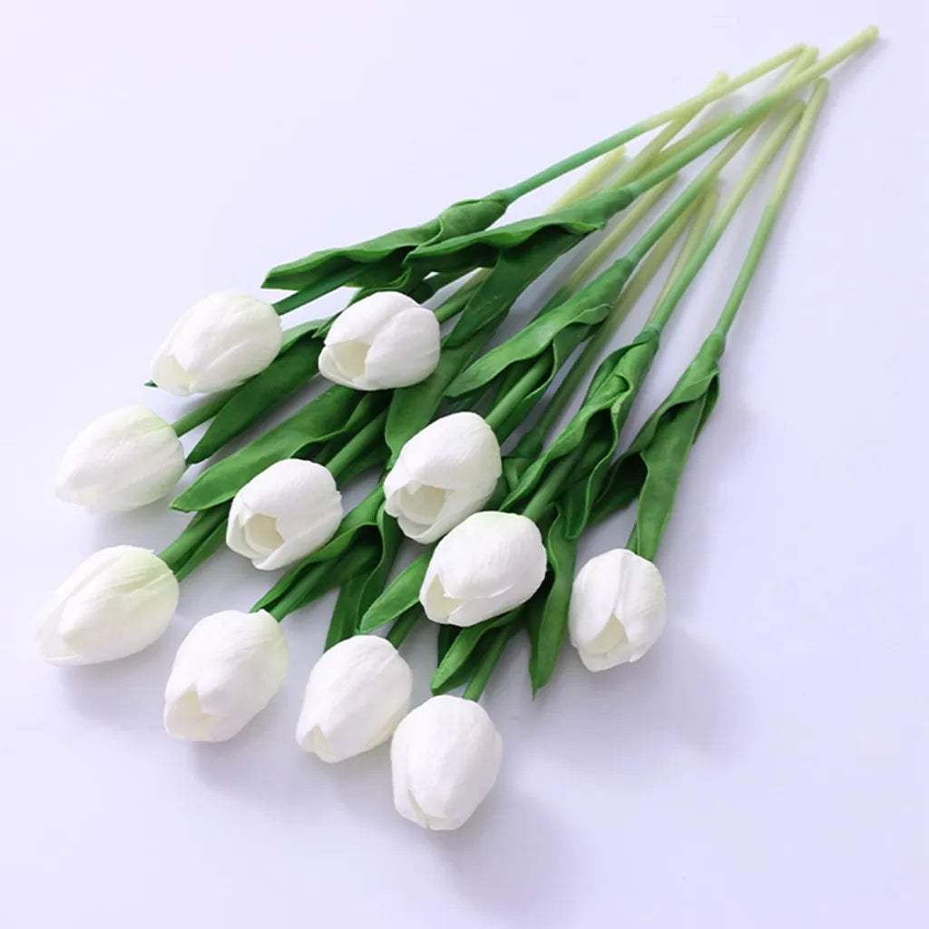  10er Künstliche Tulpe Blume Kunstblumen Gefälschte Blumen Bukett Künstlich Tulpe Weiß