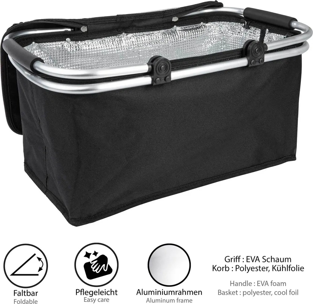  ONVAYA® Einkaufskorb Faltbar Mit Kühlfunktion | Schwarz | Faltkorb Mit Deckel | Isolierkorb | Einkaufstasche | Klappkorb | Thermokorb Klappbar