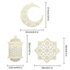  4 Stücke Holz Anhänger Ornament Ramadan Mubarak Eid Kareem Dekoration Mond Sterne Wind Licht Form Anhänger Ornament Für Ramadan Dekorationen