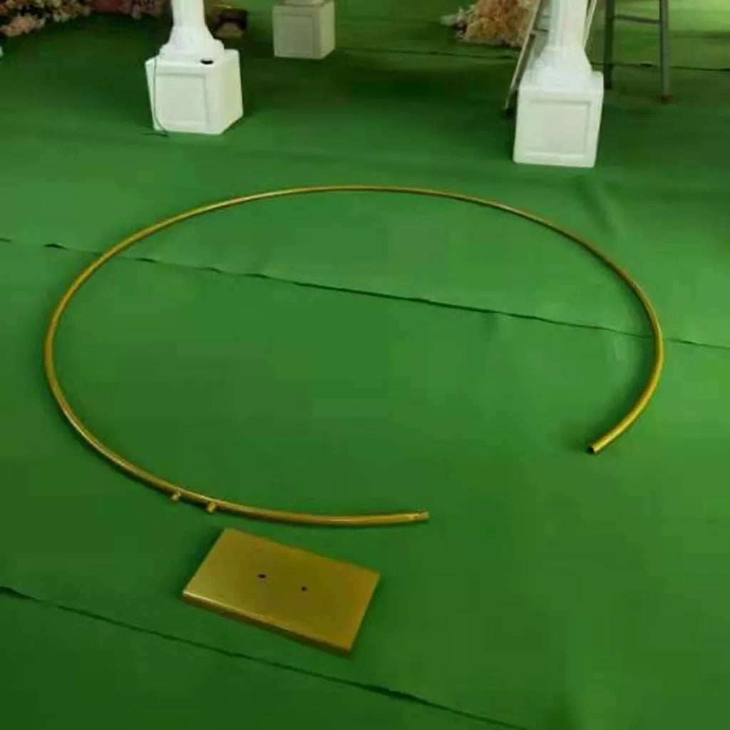  2m Hochzeit Bogen Rund Metall Ständer Hintergrund Nachbildung Blumen Luftballon Rahmen Gold